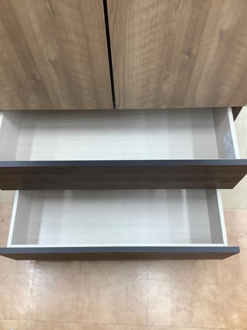 三幸ジャパン (サンコウジャパン) ワードローブ ナチュラル×ダークブラウン 20 2枚扉 2段引き出し BISCUIT 80 FUKU