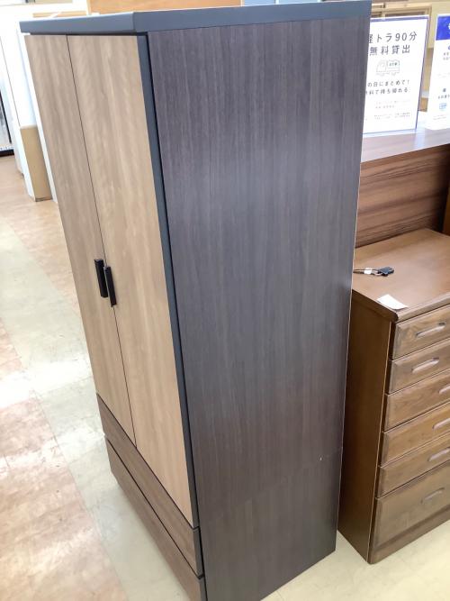 三幸ジャパン (サンコウジャパン) ワードローブ ナチュラル×ダークブラウン 20 2枚扉 2段引き出し BISCUIT 80 FUKU