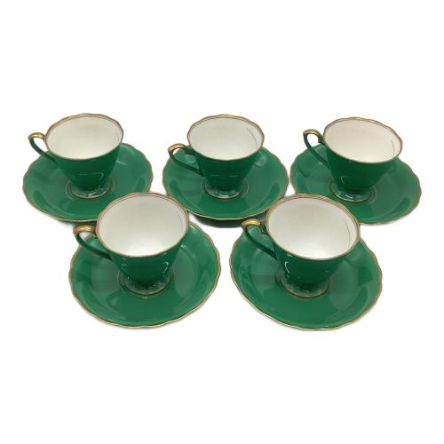 香蘭社 (コウランシャ) カップ&ソーサー グリーン菊 5Pセット