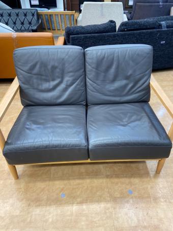 ニトリ 2人掛けソファー ナチュラル×ブラウン マイス レザー