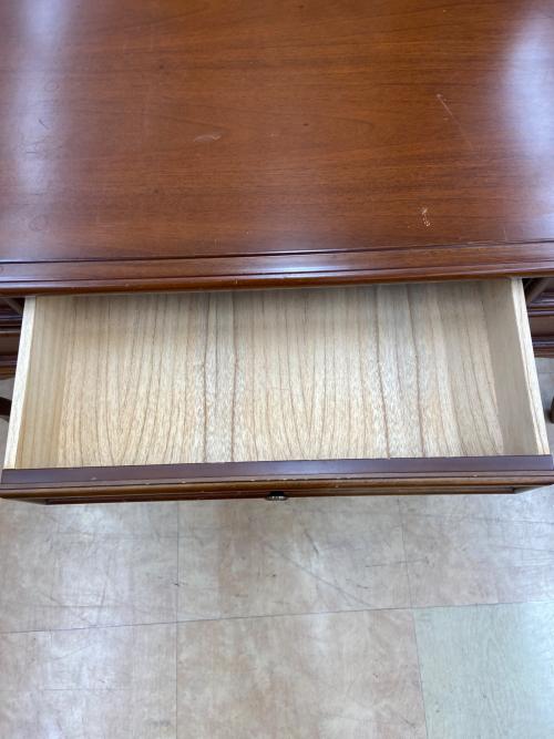 両脇デスク ブラウン アンティーク調 椅子付き 木製