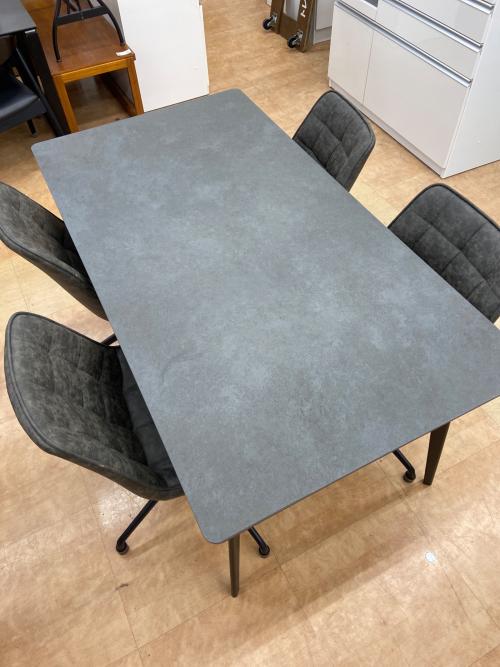 島忠 (シマチュウ) ダイニング5点セット グレー×ブラック 256 ーブル/セラミクスA2711 チェア/クラブB2666