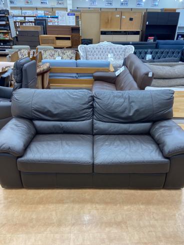 2人掛けソファー ダークブラウン【トレファク草加店】