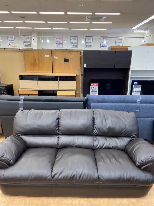 3人掛けソファー ブラウン 合皮