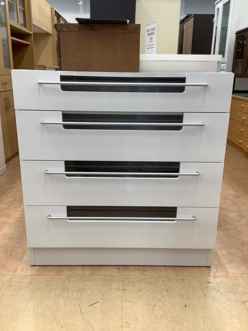 4段チェスト ホワイト 4段 ガラス×木製