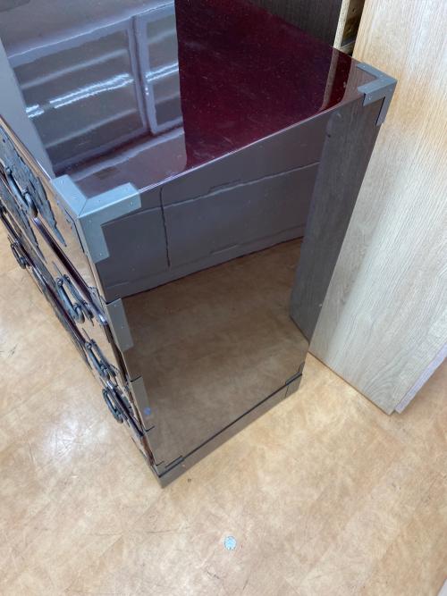 欅産業 4段チェスト ブラウン 漆塗り 4段