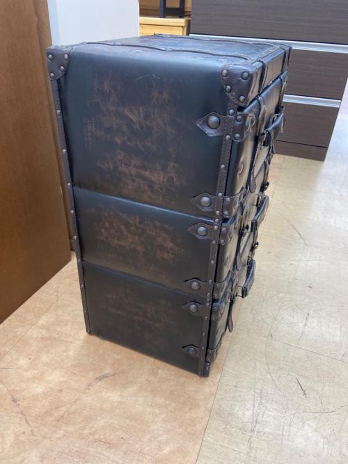 トランク型3段チェスト ブラウン