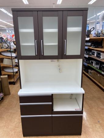 レンジボード ダークブラウン 3枚扉 スライド台