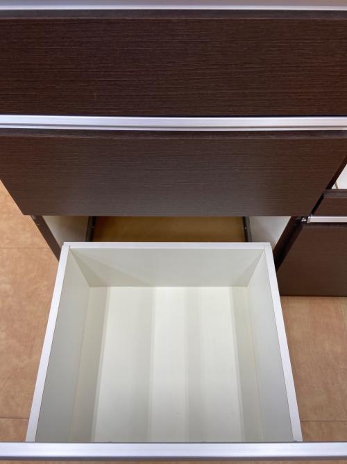 レンジボード ダークブラウン 3枚扉 スライド台