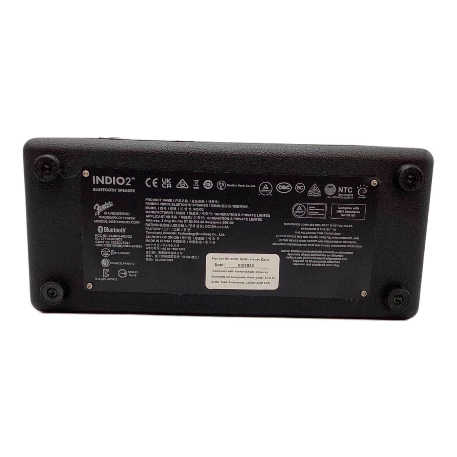 FenderブルートゥーススピーカーINDIO2-BLACK Fender Audio Bluetoothスピーカー Fender Indio 2 (フェンダー