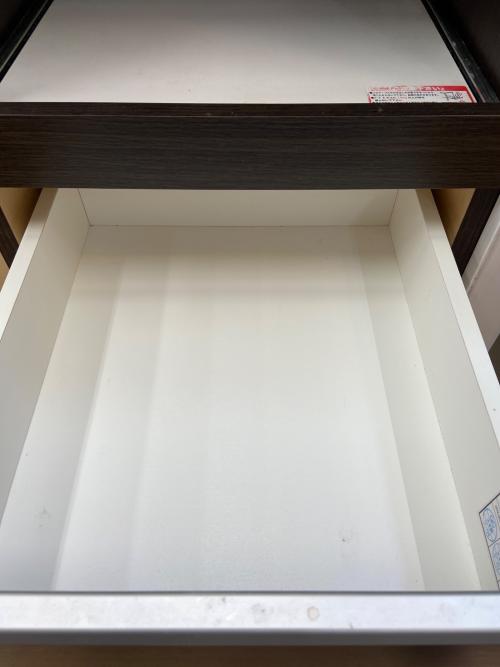 キッチンカウンター ホワイト×ブラウン 2枚扉 引出付き