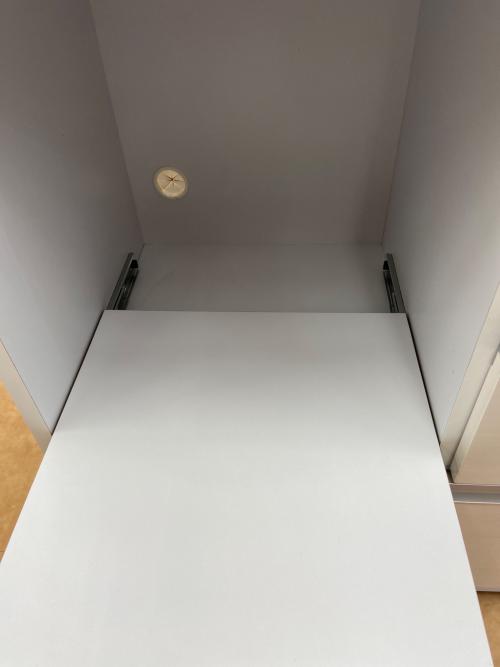 レンジボード ベージュ×ホワイト ※向かって右側面陥没有 2枚扉