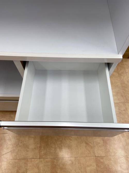 レンジボード ベージュ×ホワイト ※向かって右側面陥没有 2枚扉