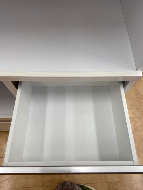 レンジボード ベージュ×ホワイト ※向かって右側面陥没有 2枚扉