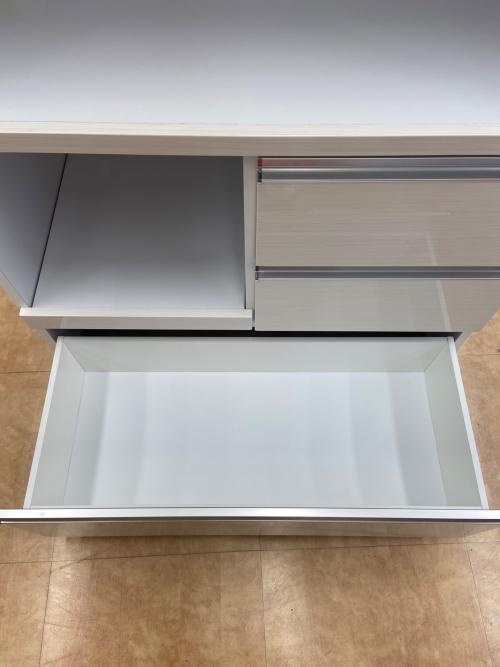 レンジボード ベージュ×ホワイト ※向かって右側面陥没有 2枚扉