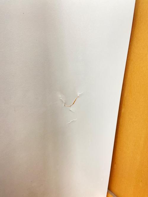 レンジボード ベージュ×ホワイト ※向かって右側面陥没有 2枚扉