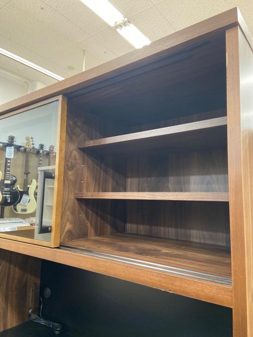 河合家具製作所 レンジボード・食器棚セット ブラウン×ブラック 2枚扉 引き出し付き