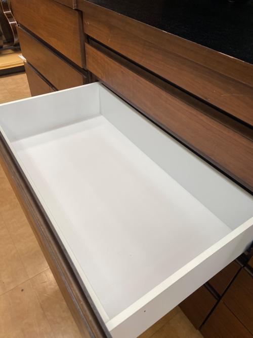 河合家具製作所 レンジボード・食器棚セット ブラウン×ブラック 2枚扉 引き出し付き