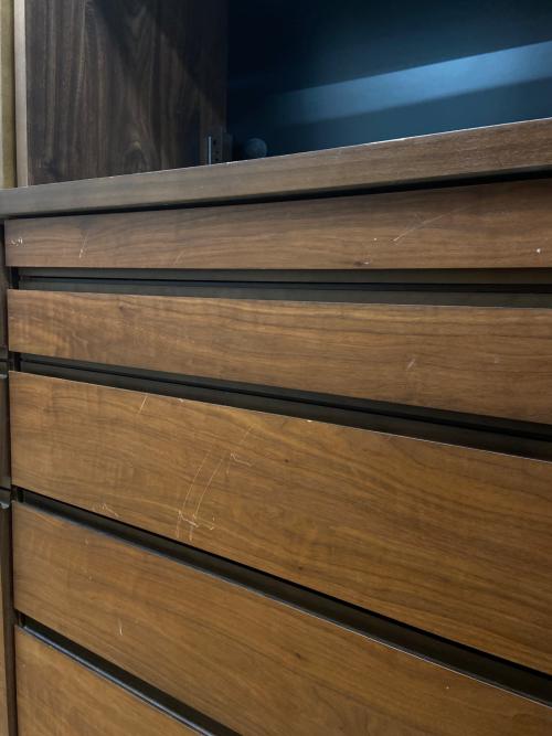 河合家具製作所 レンジボード・食器棚セット ブラウン×ブラック 2枚扉 引き出し付き