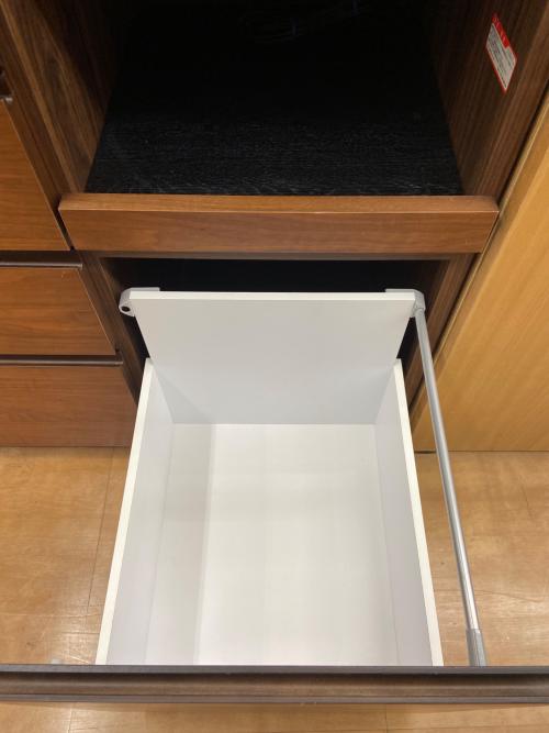 河合家具製作所 レンジボード・食器棚セット ブラウン×ブラック 2枚扉 引き出し付き