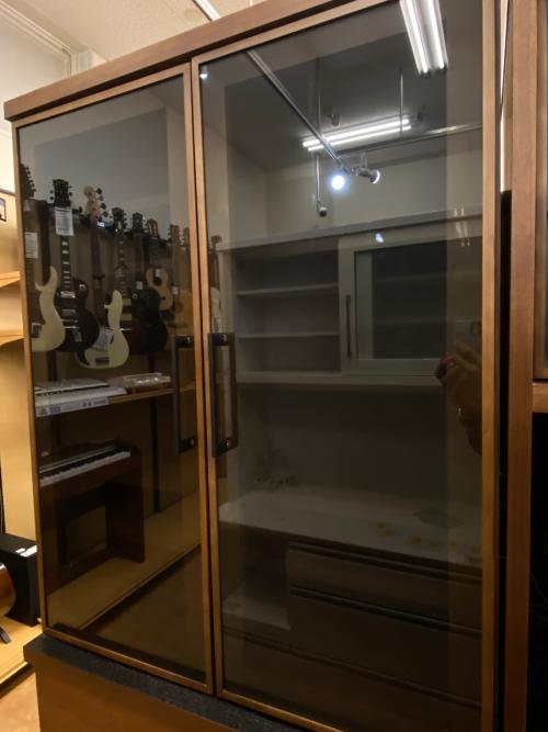 河合家具製作所 レンジボード・食器棚セット ブラウン×ブラック 2枚扉 引き出し付き