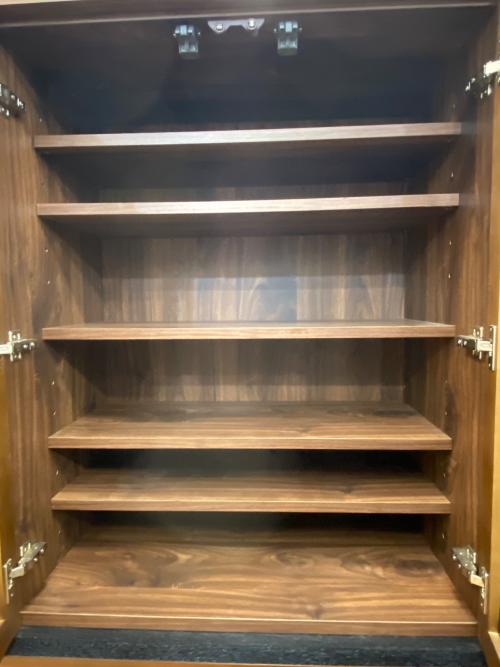 河合家具製作所 レンジボード・食器棚セット ブラウン×ブラック 2枚扉 引き出し付き