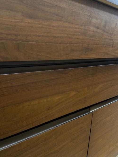 河合家具製作所 レンジボード・食器棚セット ブラウン×ブラック 2枚扉 引き出し付き