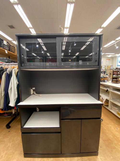 マルコ木工 レンジボード ブラック 連結部ダボ×1欠品 2枚扉・モイス加工・フルオープン