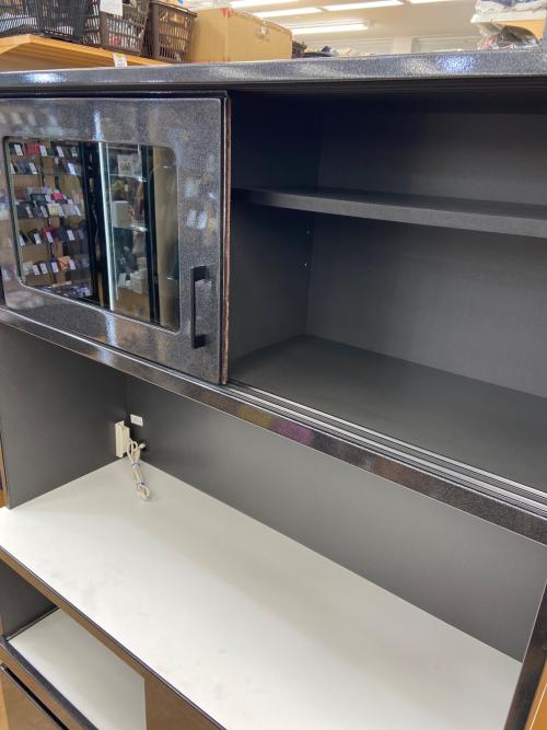 マルコ木工 レンジボード ブラック 連結部ダボ×1欠品 2枚扉・モイス加工・フルオープン