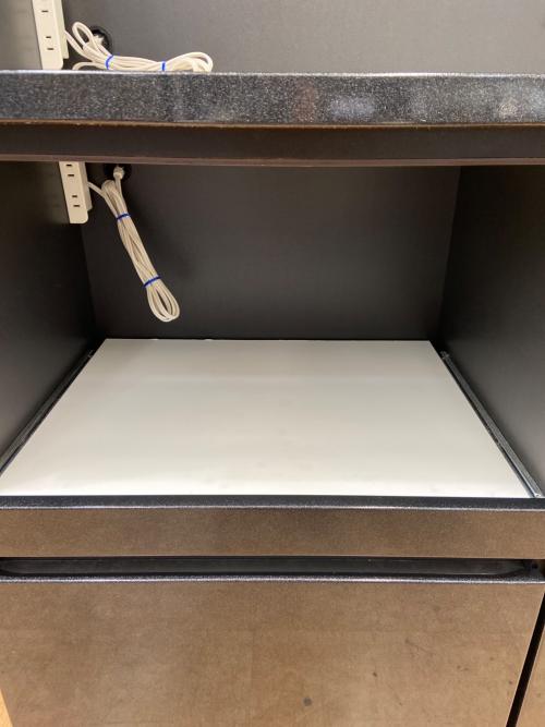 マルコ木工 レンジボード ブラック 連結部ダボ×1欠品 2枚扉・モイス加工・フルオープン