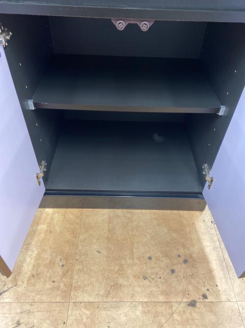 マルコ木工 レンジボード ブラック 連結部ダボ×1欠品 2枚扉・モイス加工・フルオープン