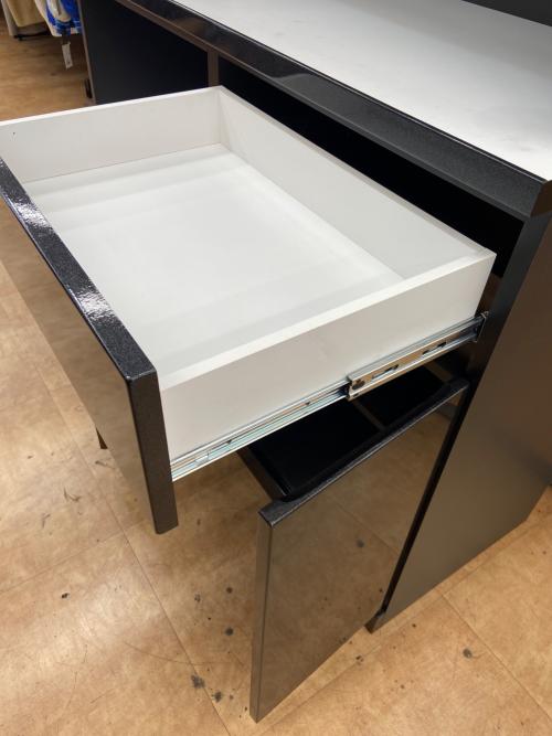 マルコ木工 レンジボード ブラック 連結部ダボ×1欠品 2枚扉・モイス加工・フルオープン