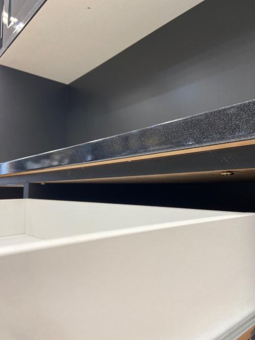 マルコ木工 レンジボード ブラック 連結部ダボ×1欠品 2枚扉・モイス加工・フルオープン