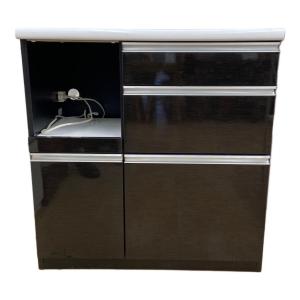 古賀家具 (コガカグ) キッチンカウンター 119 ブラック×ホワイト アリエス90