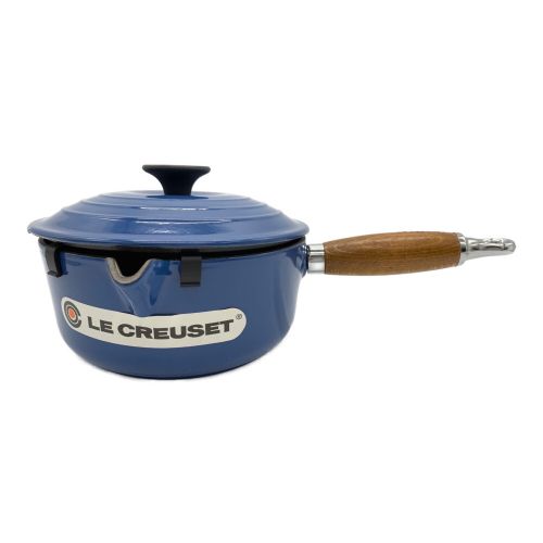 LE CREUSET (ルクルーゼ) 片手鍋 ブルー 18cm ウッドハンドル フランス 