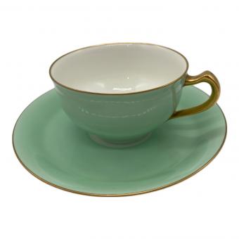 大倉陶園 (オオクラトウエン) カップ&ソーサー グリーン 色蒔き