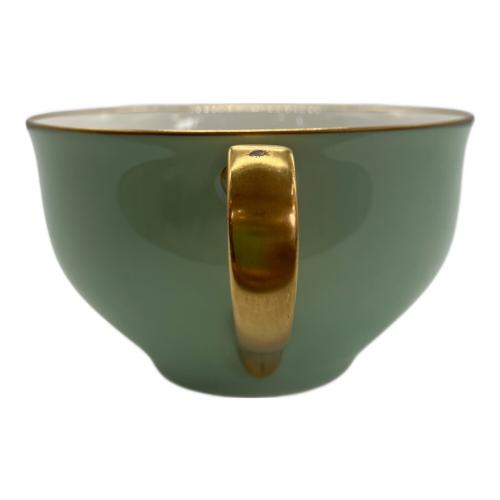 大倉陶園 (オオクラトウエン) カップ&ソーサー グリーン 色蒔き