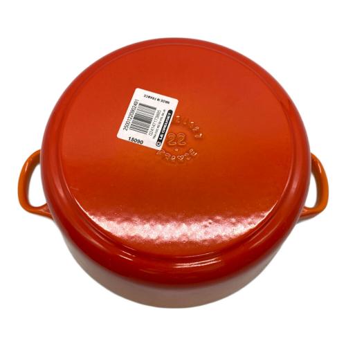 LE CREUSET (ルクルーゼ) ココット・ロンド ホーロー鍋 69147 IH対応 直径22cm オレンジ