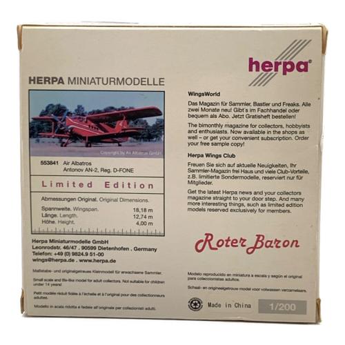 herpa (ヘルパ) Air Albatros Antonov AN-2 Roter Baron