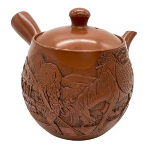 常滑焼(トコナメヤキ) 梅原玉堂(うめはら ぎょくどう)  朱泥とぎだし急須 富嶽三十六景 武州千住