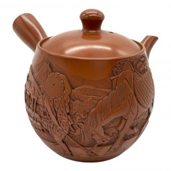 常滑焼(トコナメヤキ) 梅原玉堂(うめはら ぎょくどう)  朱泥とぎだし急須 富嶽三十六景 武州千住
