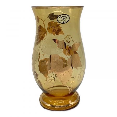 BOHEMIA GLASS (ボヘミア グラス) フラワーベース アンバー色