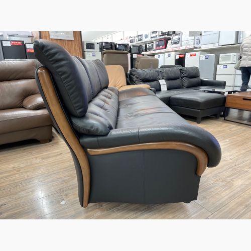 karimoku (カリモク) 3人掛けソファー ブラック 77 ZT47 レザー