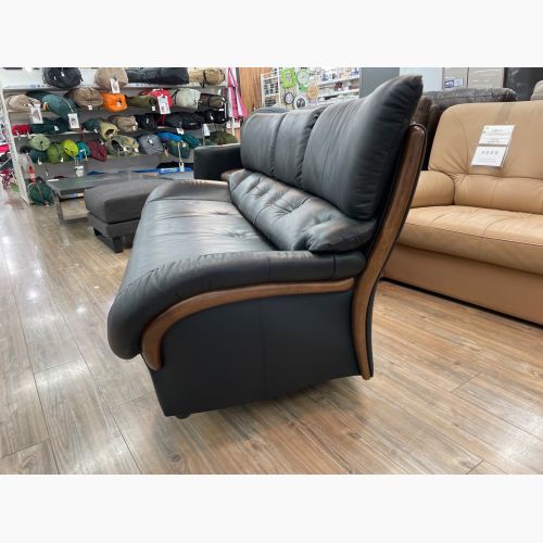 karimoku (カリモク) 3人掛けソファー ブラック 77 ZT47 レザー