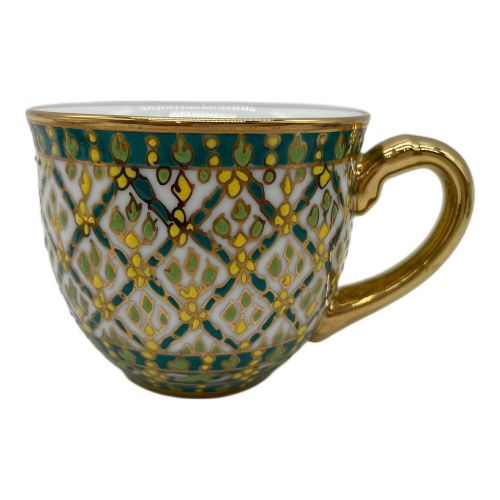 Royal Porcelain カップ&ソーサー ベンジャロン焼 グリーン 2Pセット