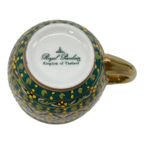 Royal Porcelain カップ&ソーサー ベンジャロン焼 グリーン 2Pセット