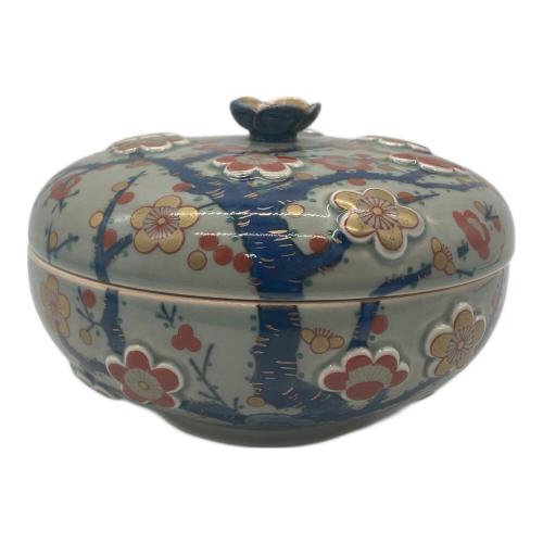 蓋物 林九郎 青釉梅陽刻文