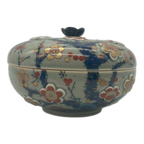 蓋物 林九郎 青釉梅陽刻文