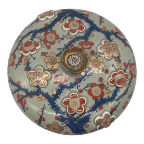 蓋物 林九郎 青釉梅陽刻文