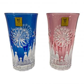 江戸切子 (エドキリコ) ビールグラス 花火 TPS587-2652-AB 2Pセット